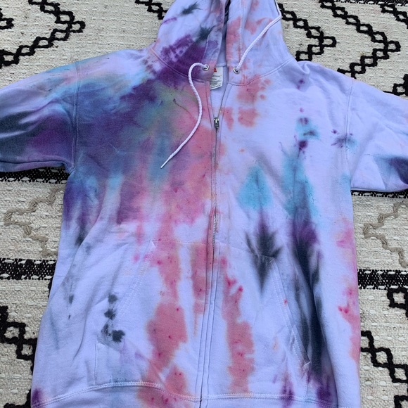 NWT multi tie dye l/s hooded zip-up sweatshirt - Picture 2 of 15